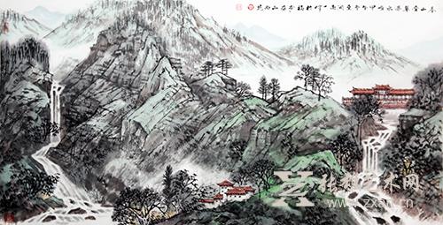 陈玉峰《春山叠翠瀑水喧》