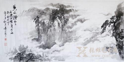 胡曾宁的《黄山烟雨》张雄艺术网3D拍卖以3.08万元人民币成交