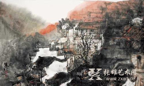 梁明  篁岭晒秋之一 70x46cm