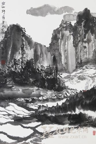 李肇瑜 《空山野寂有人家》 45x68cm