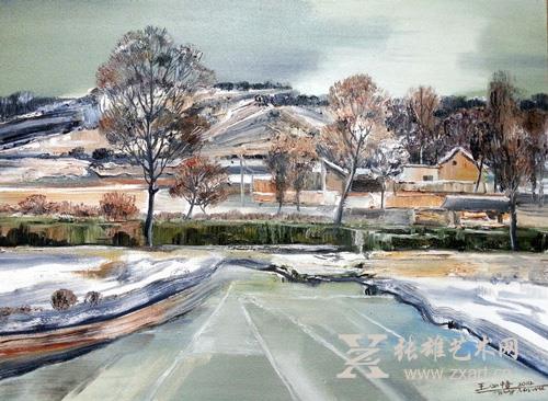 王心悟 | 《隆德暖雪》 | 布面油画 | 81 x 60cm | 2014年