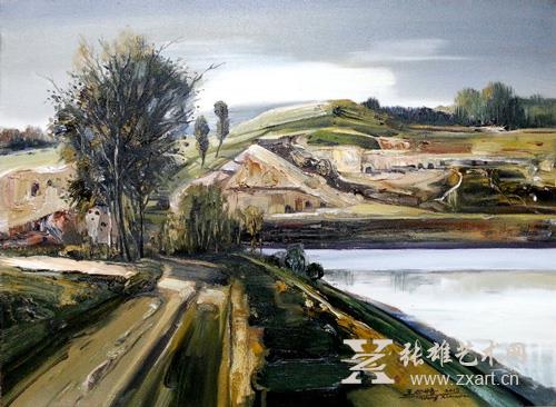 王心悟 | 《陇西渭水》 | 布面油画 | 81 x 60cm | 2015年