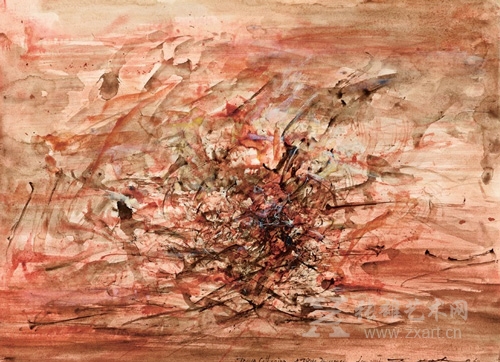 赵无极《无题》 水墨纸本，1962年作 56.4× 76.2 公分 估价：150，0000-250,0000港币