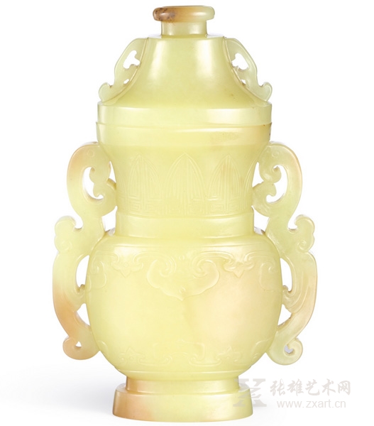 24 清乾隆 黄玉仿古螭龙耳盖瓶估价1,000,000 — 1,500,000港币